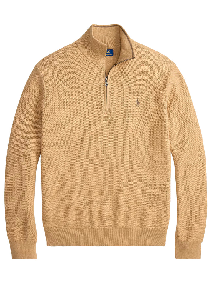 POLO Ralph Lauren Mesh Knit Half Zip – Bruin-100% katoen-HEREN TRUIEN & VESTEN-Bruin