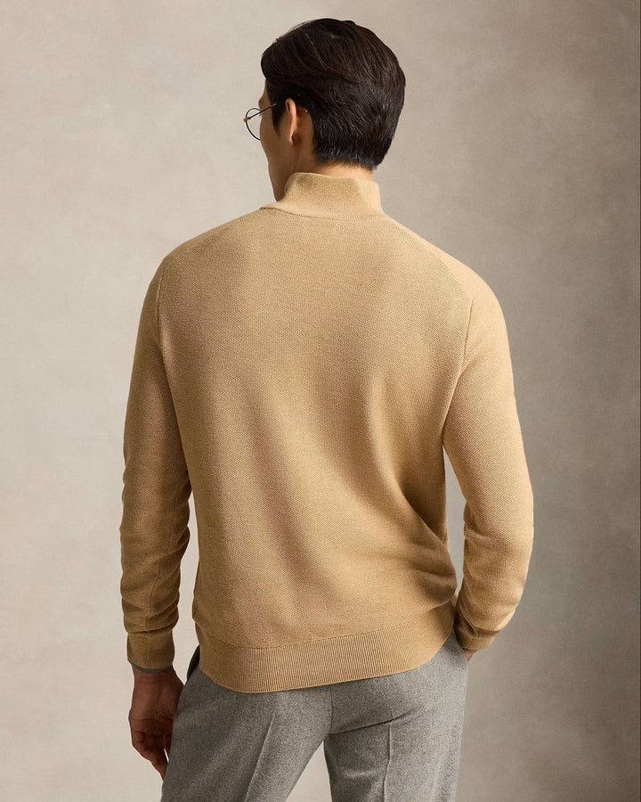 POLO Ralph Lauren Mesh Knit Half Zip – Bruin-100% katoen-HEREN TRUIEN & VESTEN-Bruin