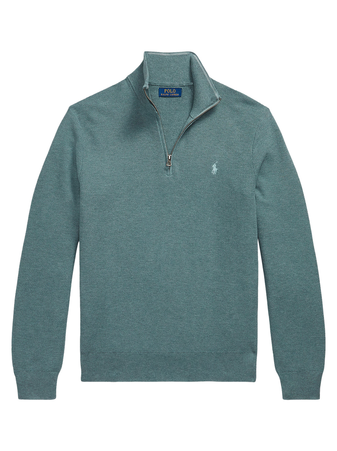 POLO Ralph Lauren Mesh Knit Quarter-Zip Trui – Gro-100% katoen-HEREN TRUIEN & VESTEN-Groen
