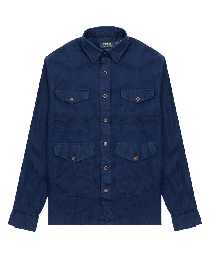 POLO Ralph Lauren overshirt-100% linnen-HEREN SHIRTS-Blauw