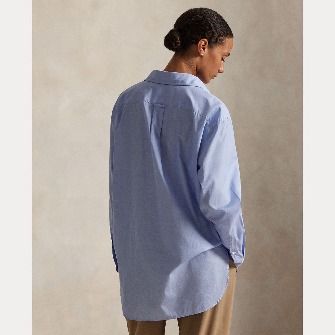 Polo Ralph Lauren Oversized Blouse – Blauw-100% katoen-DAMES TOPS & BLOUSES-Blauw