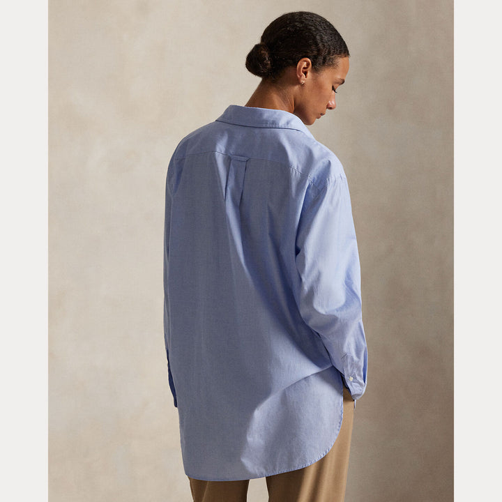 Polo Ralph Lauren Oversized Blouse – Blauw-100% katoen-DAMES TOPS & BLOUSES-Blauw