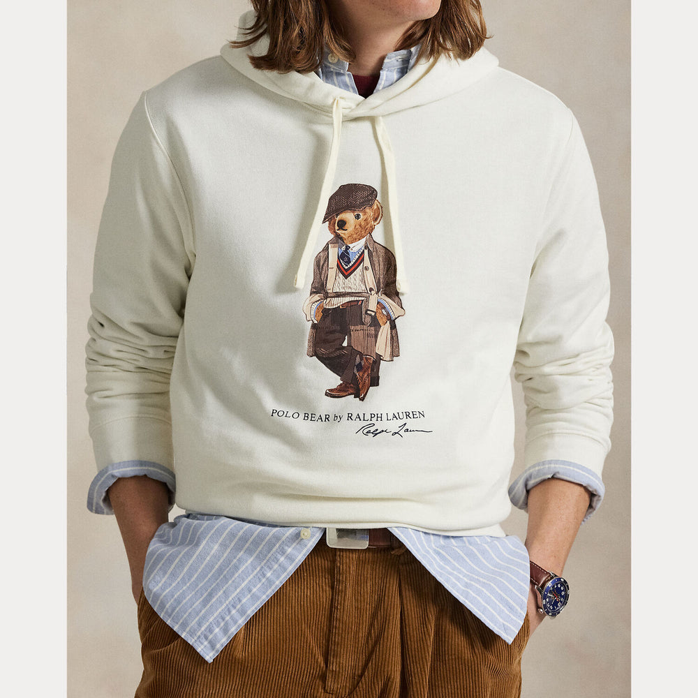 POLO Ralph Lauren Polo Bear Fleece Hoodie – Wit-81% katoen, 19% polyester-HEREN TRUIEN & VESTEN-Wit