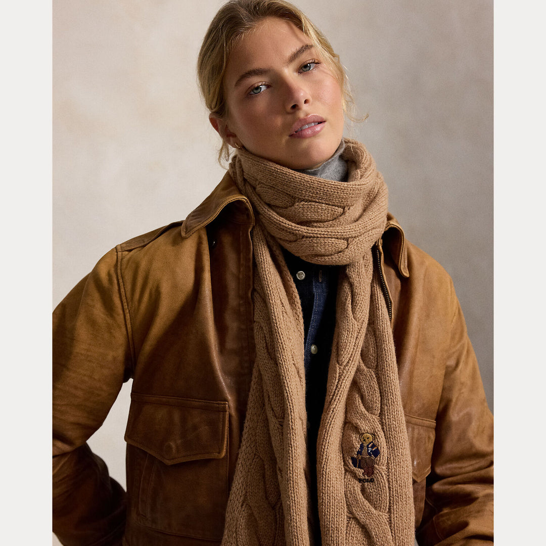 Polo Ralph Lauren Polo Bear Shawl – Bruin-80% wol, 20% nylon-DAMES ACCESSOIRES-Bruin