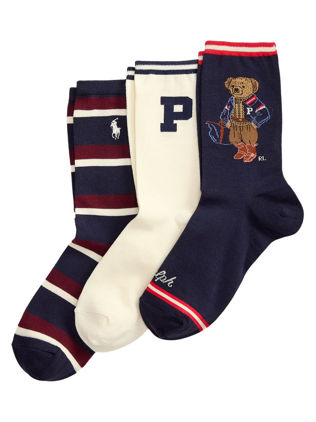 POLO Ralph Lauren Polo Bear Striped Sokken 3-Pack -DAMES ONDER- EN BADMODE-Blauw