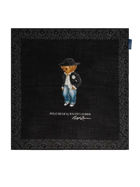POLO Ralph Lauren Polo Beer Wollen Sjaal – Zwart-100% wol-DAMES ACCESSOIRES-Zwart