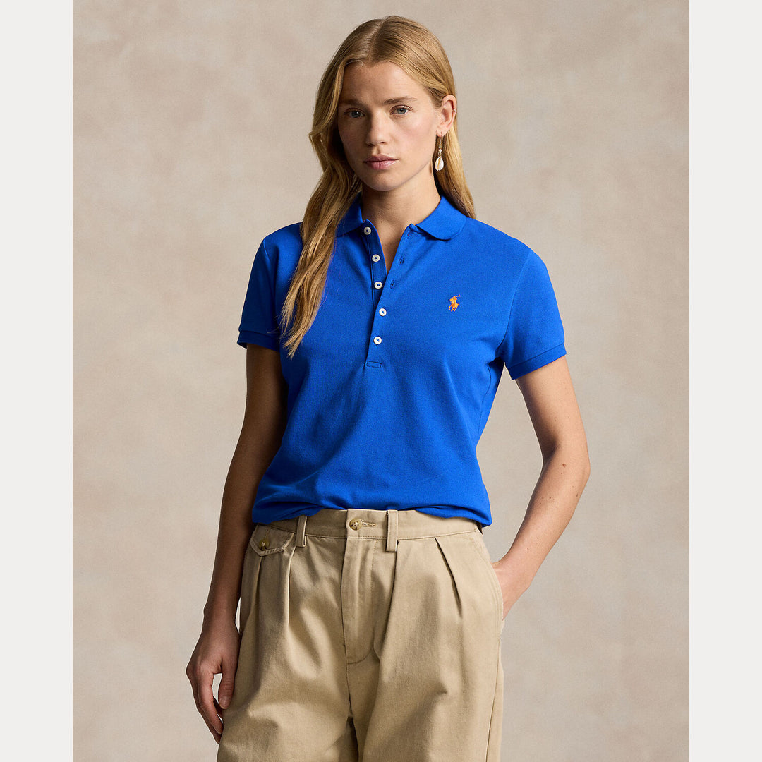 POLO Ralph Lauren polo korte mouw – Blauw-97% katoen, 3% elastaan-DAMES TOPS & BLOUSES-Blauw