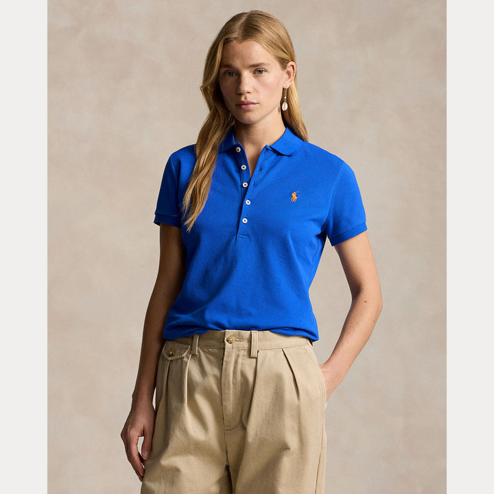 POLO Ralph Lauren polo korte mouw – Blauw-97% katoen, 3% elastaan-DAMES TOPS & BLOUSES-Blauw