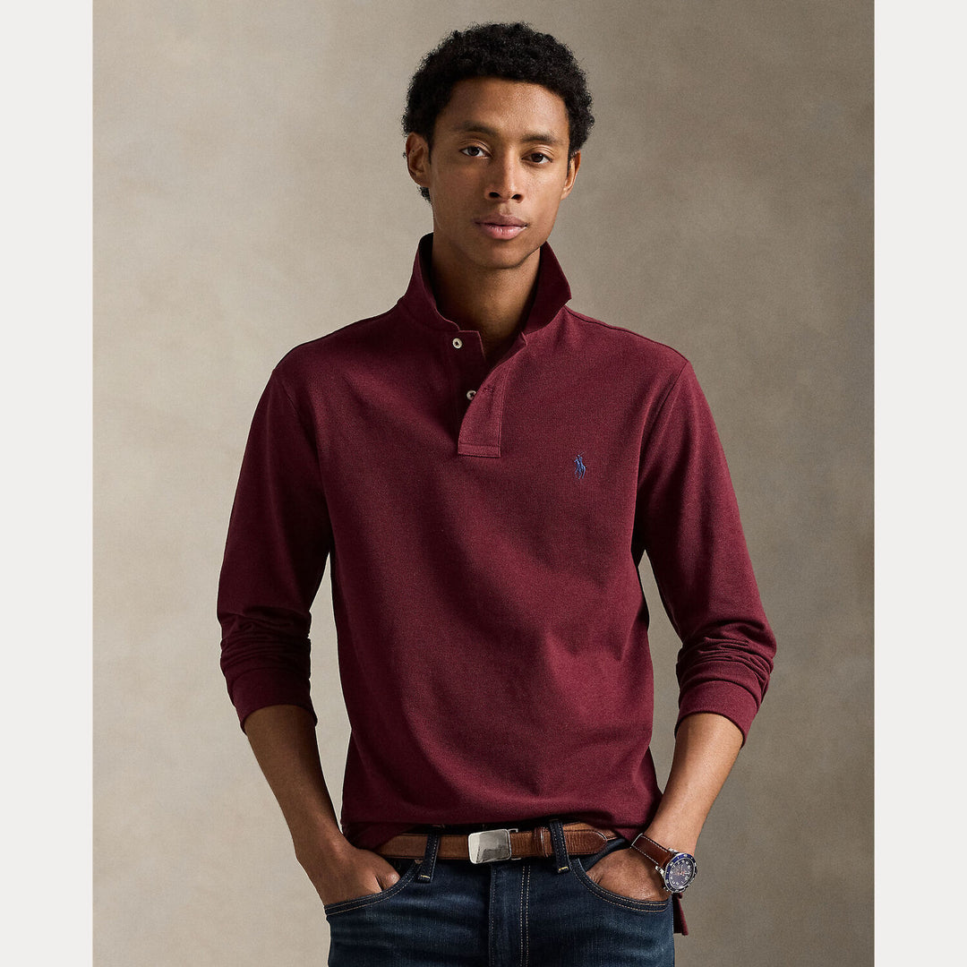 POLO Ralph Lauren Polo Lange Mouw – Rood-100% katoen-HEREN POLO'S & T-SHIRTS-Rood