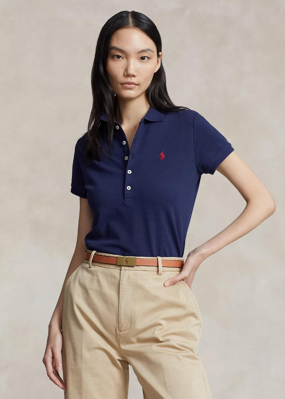 POLO Ralph Lauren polo slim-97% katoen, 3% elasthaan-DAMES TOPS & BLOUSES-Blauw