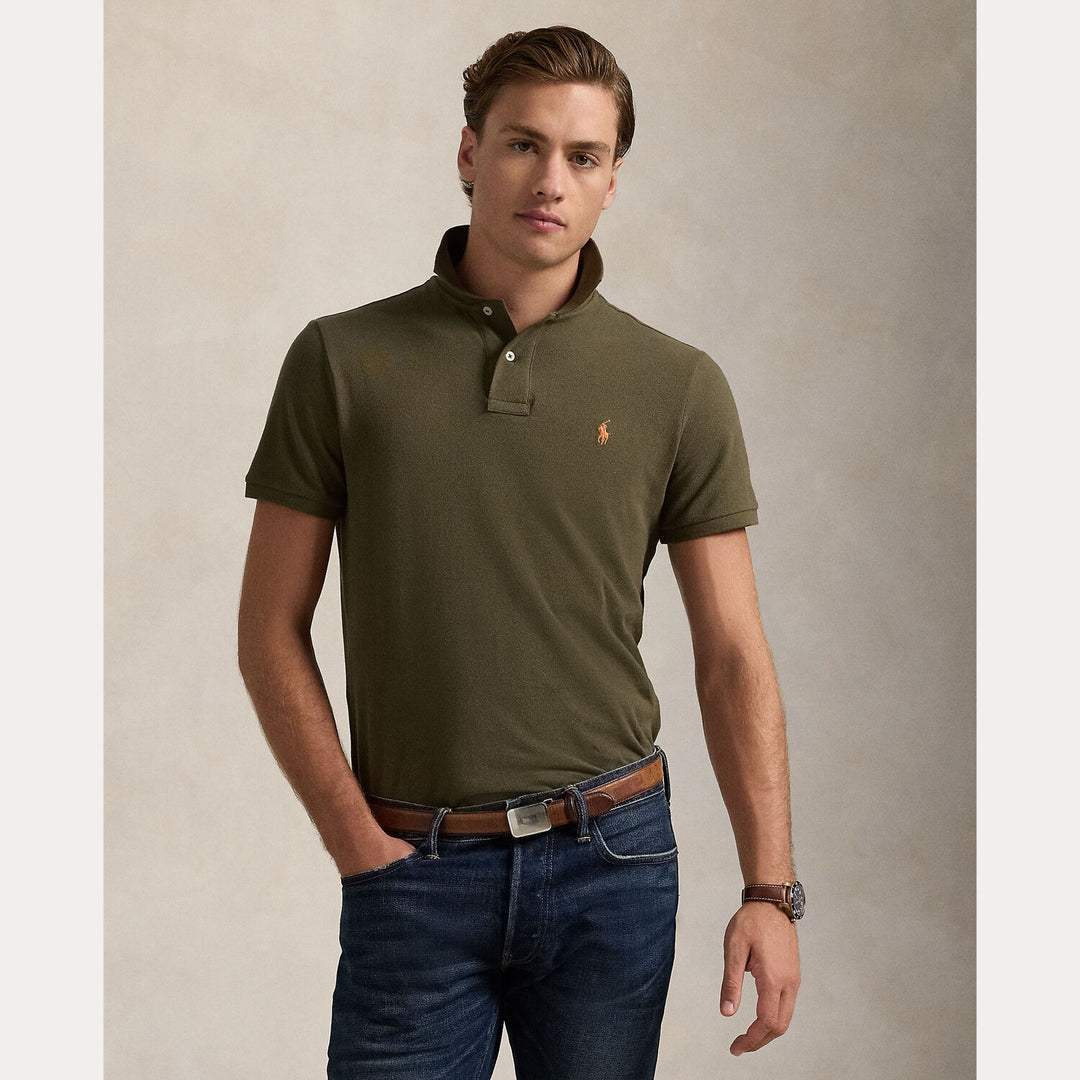 POLO Ralph Lauren polo slim olive green-100% katoen-HEREN POLO'S & T-SHIRTS-Groen