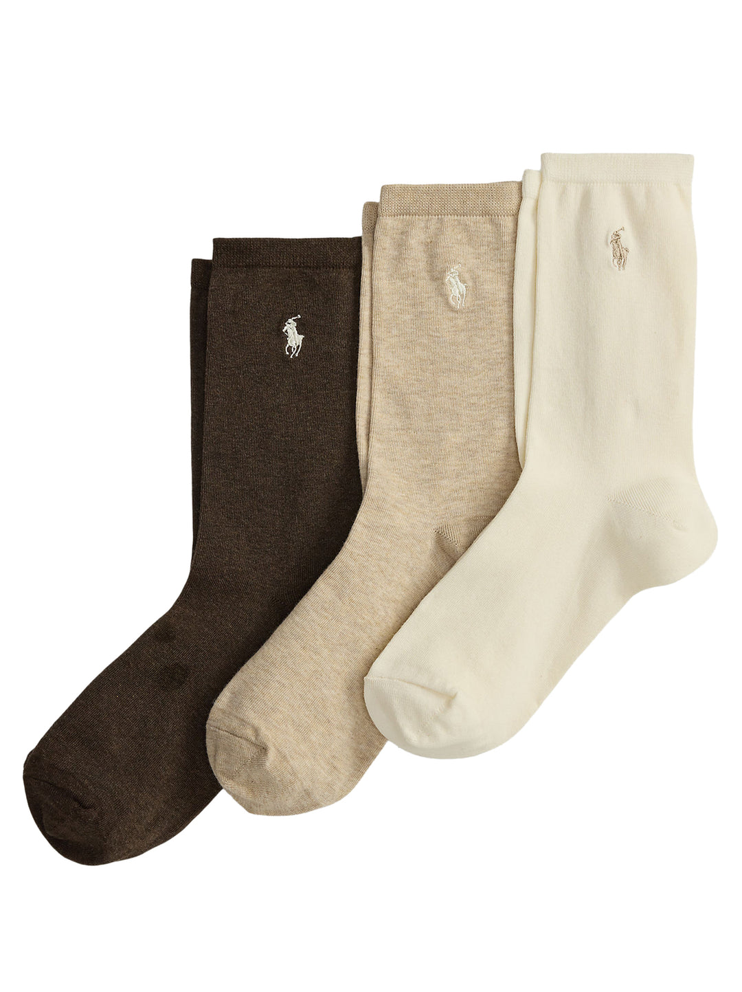 POLO Ralph Lauren Pony Crew Sokken 3-Pack – Beige-DAMES ONDER- EN BADMODE-Beige