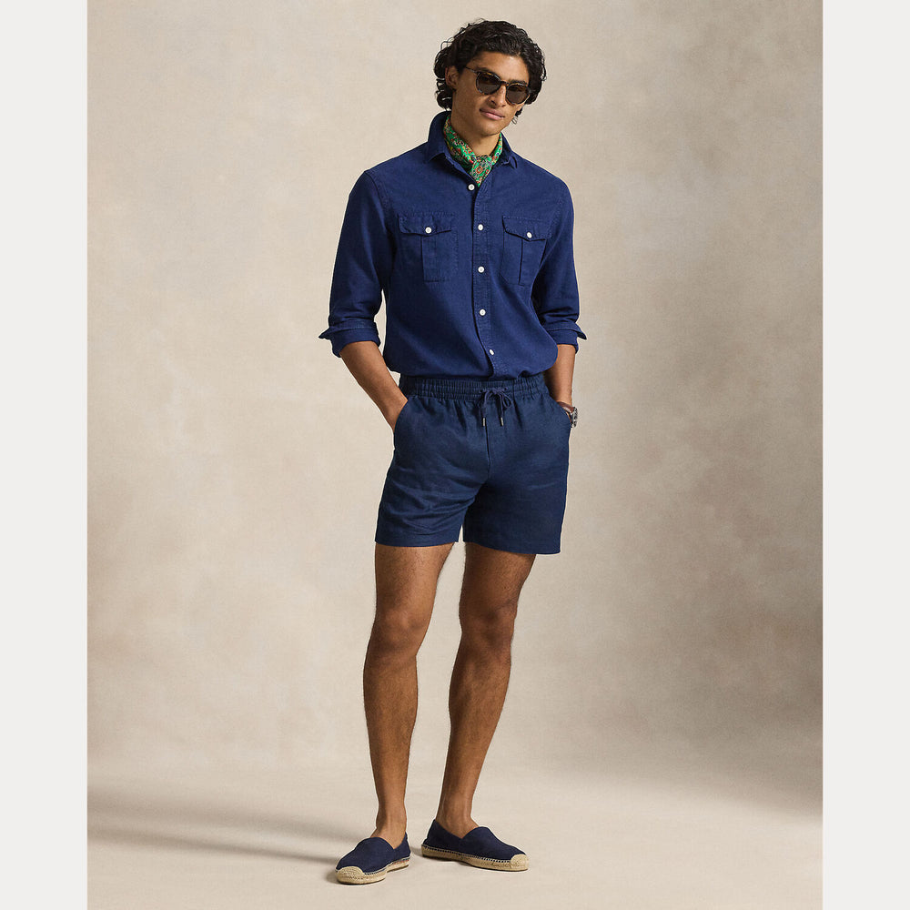 POLO Ralph Lauren Prepster linnen short – Blauw-100% linnen-HEREN BROEKEN-Blauw