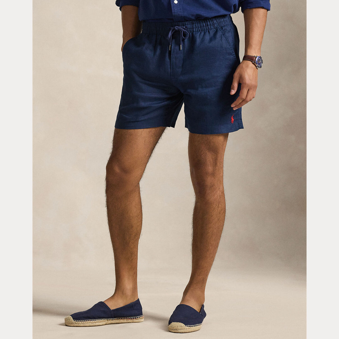 POLO Ralph Lauren Prepster linnen short – Blauw-100% linnen-HEREN BROEKEN-Blauw