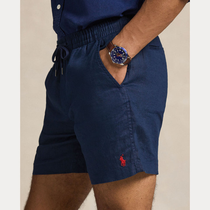 POLO Ralph Lauren Prepster linnen short – Blauw-100% linnen-HEREN BROEKEN-Blauw