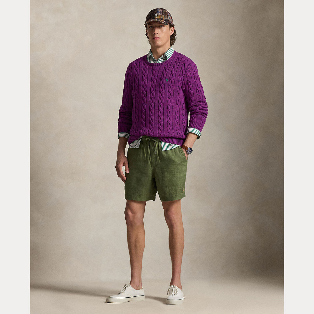 POLO Ralph Lauren Prepster linnen short – Groen-100% linnen-HEREN BROEKEN-Groen