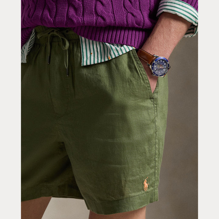 POLO Ralph Lauren Prepster linnen short – Groen-100% linnen-HEREN BROEKEN-Groen