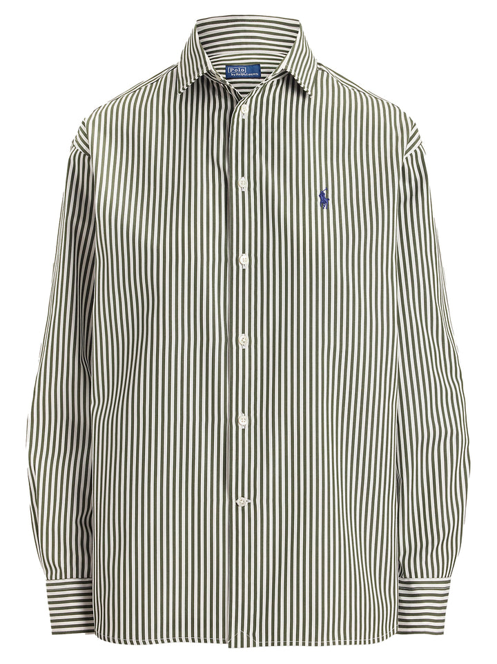 Polo Ralph Lauren Relaxed Fit Gestreepte Blouse-100% katoen-DAMES TOPS & BLOUSES-Groen