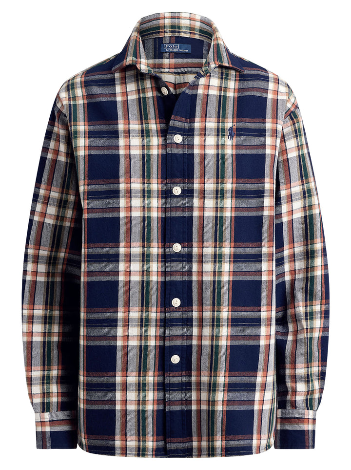 POLO Ralph Lauren Relaxed Fit Ruitblouse – Blauw-100% katoen-DAMES TOPS & BLOUSES-Blauw