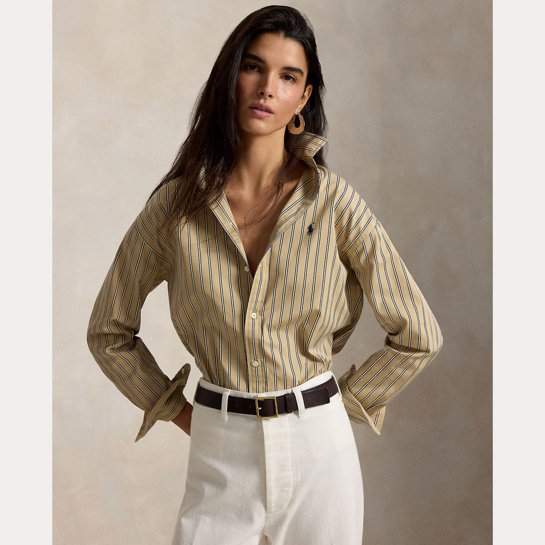 POLO Ralph Lauren Relaxed fit striped shirt-100% katoen-DAMES TOPS & BLOUSES-Bruin
