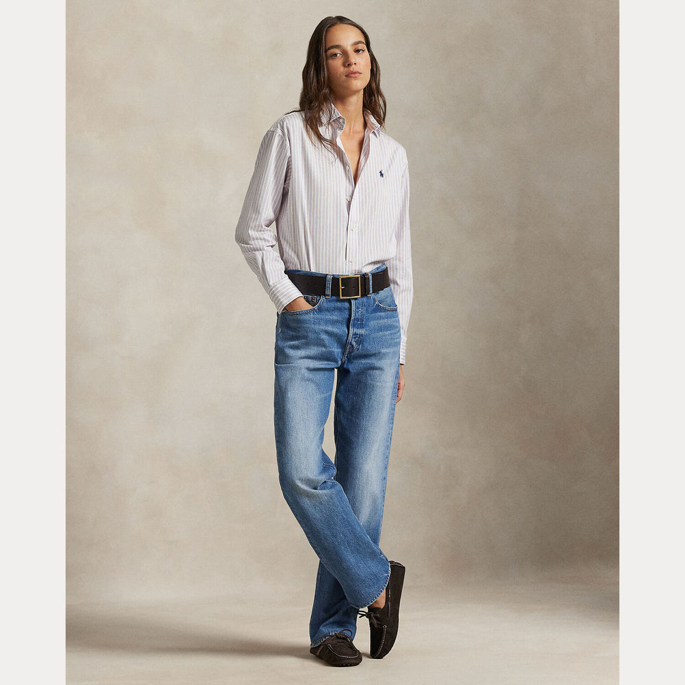 POLO Ralph Lauren Relaxed fit striped shirt – Wit-100% katoen-DAMES TOPS & BLOUSES-Wit
