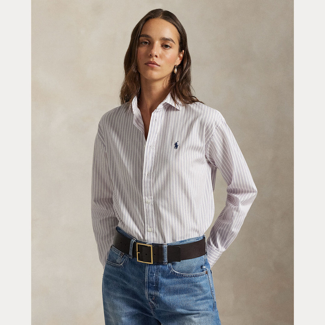 POLO Ralph Lauren Relaxed fit striped shirt – Wit-100% katoen-DAMES TOPS & BLOUSES-Wit