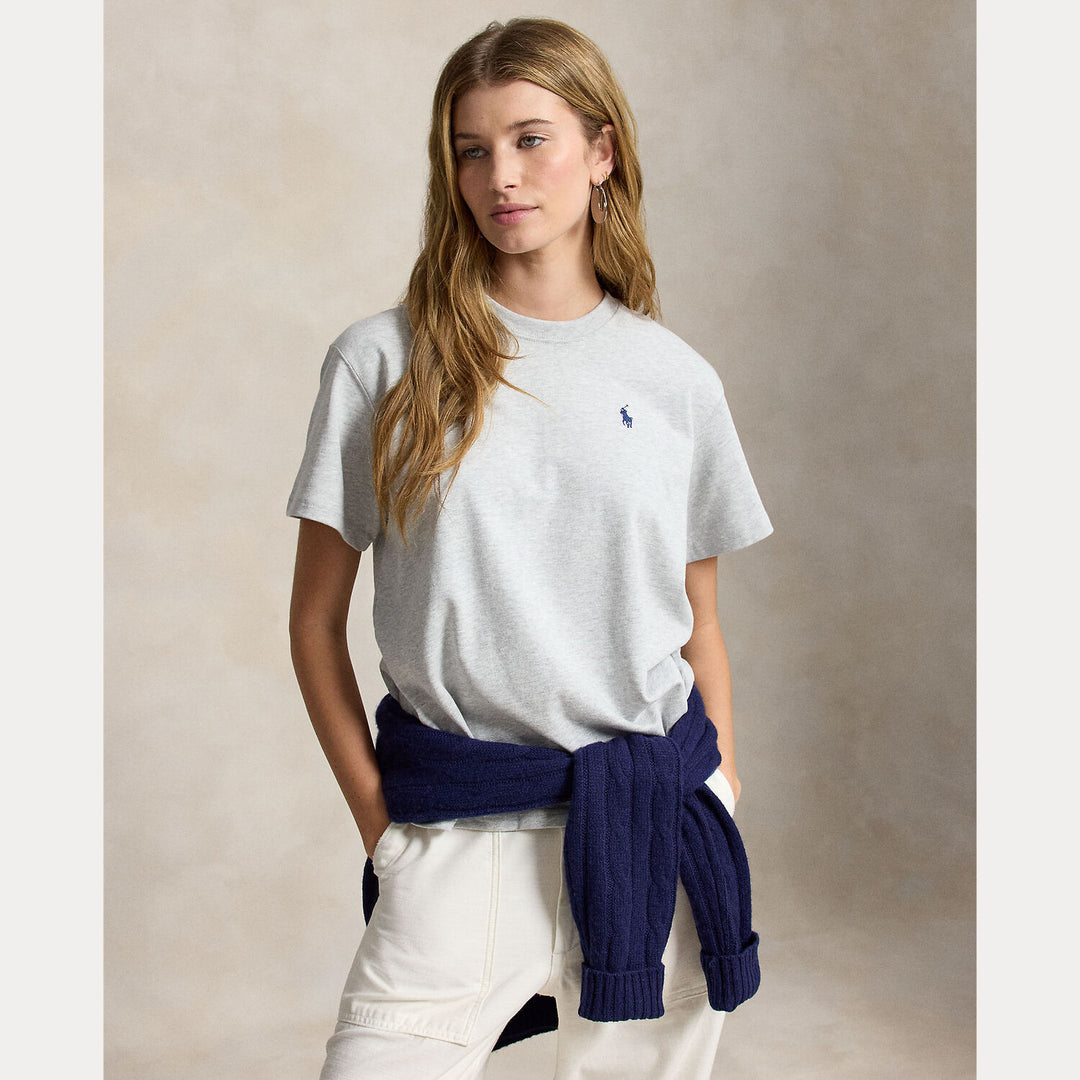 Polo Ralph Lauren Relaxed Fit T-shirt – Grijs-100% katoen-DAMES TOPS & BLOUSES-Grijs