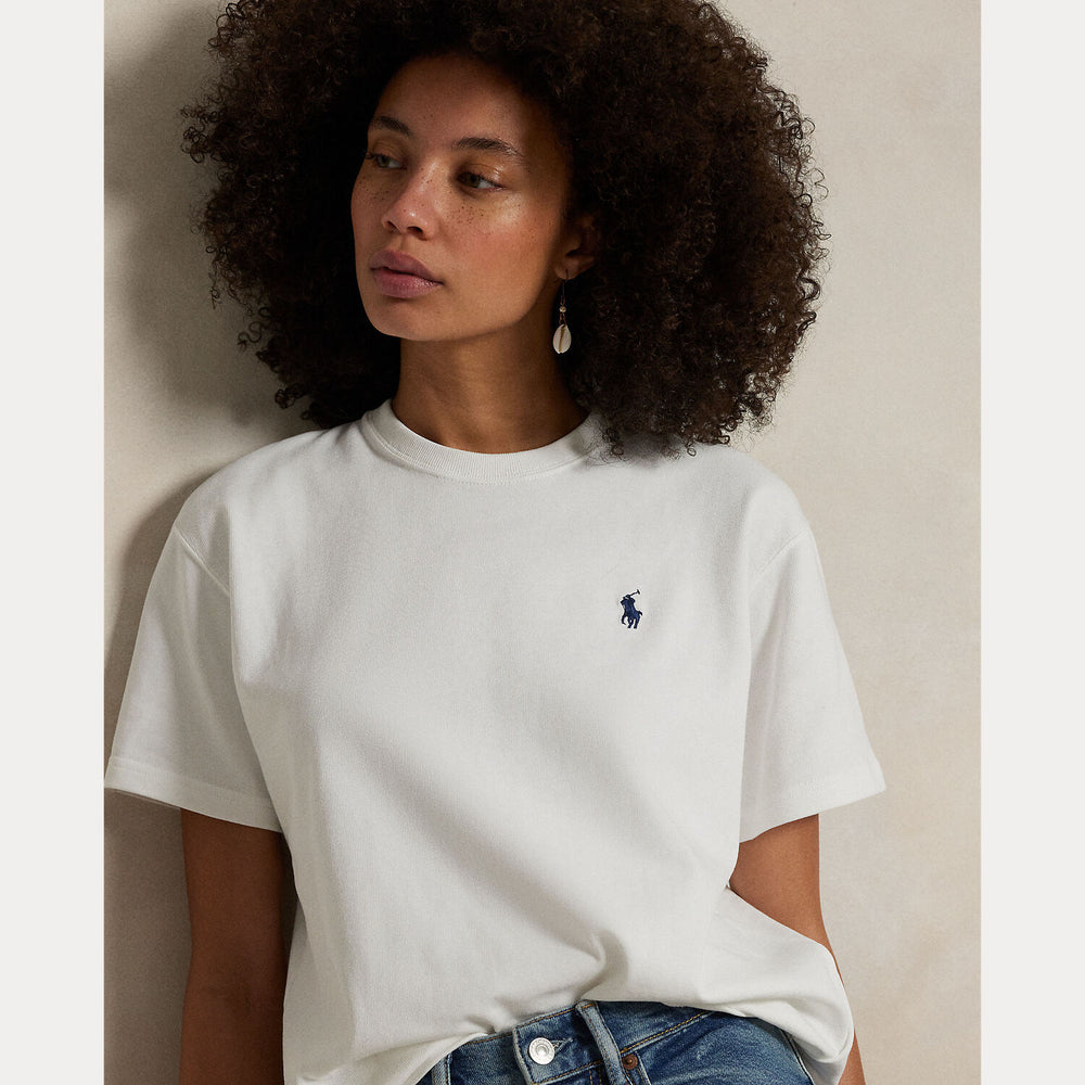 POLO Ralph Lauren – Relaxed Fit T-shirt Wit-100% katoen-DAMES TOPS & BLOUSES-Wit