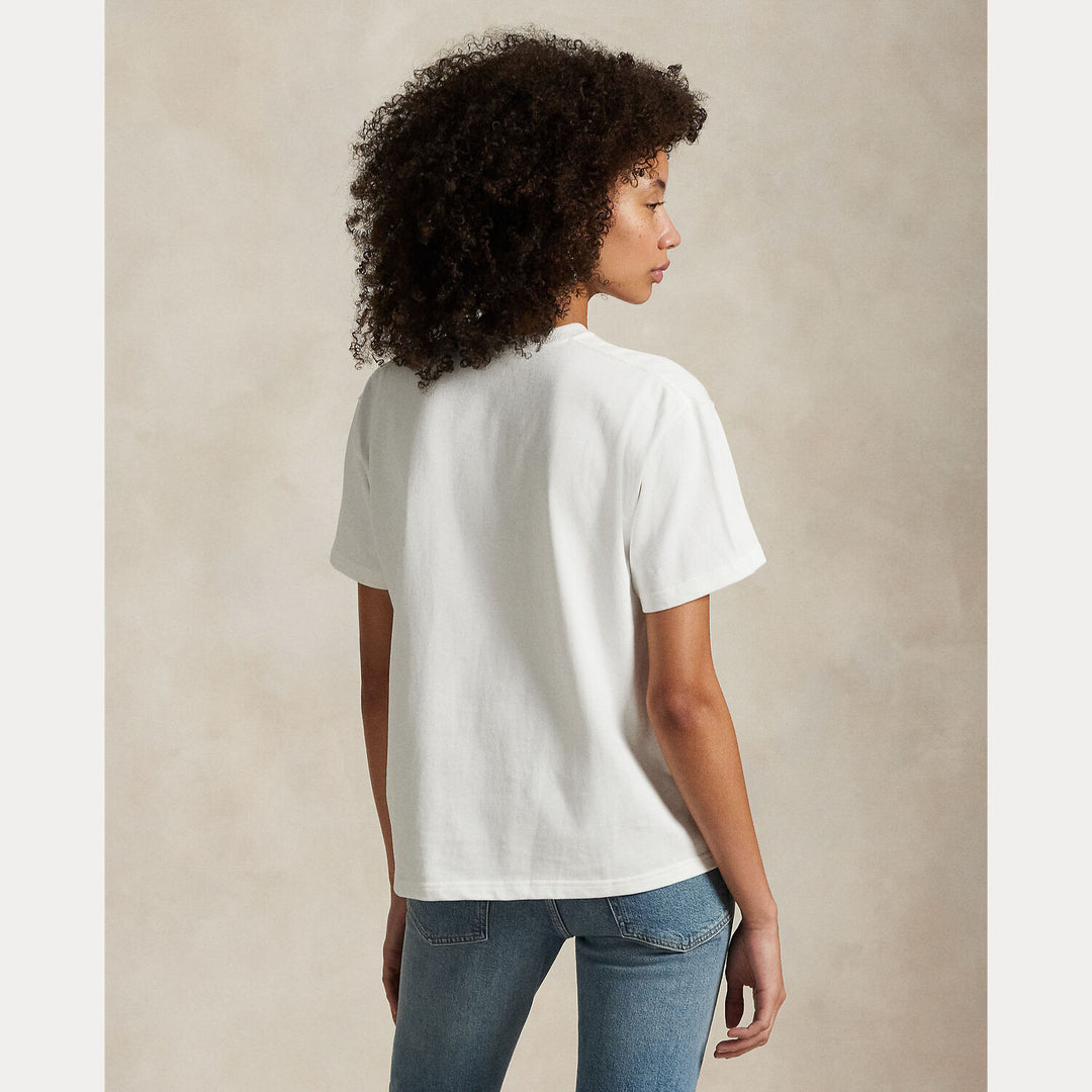 POLO Ralph Lauren – Relaxed Fit T-shirt Wit-100% katoen-DAMES TOPS & BLOUSES-Wit