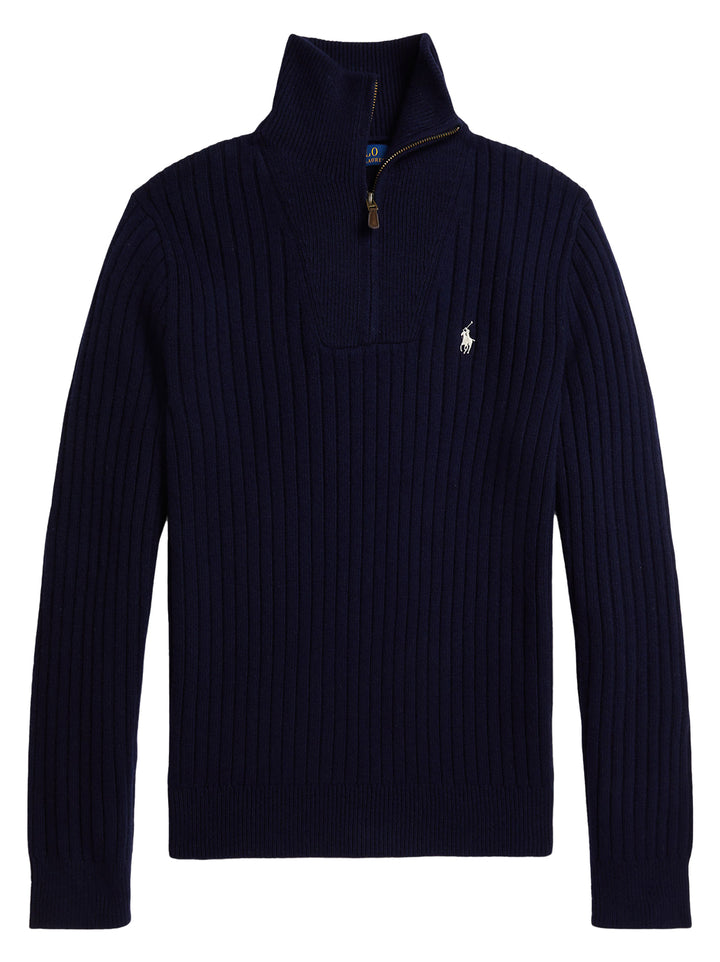 POLO Ralph Lauren Rib‑Knit Trui-55% wol, 45% katoen-HEREN TRUIEN & VESTEN-Blauw