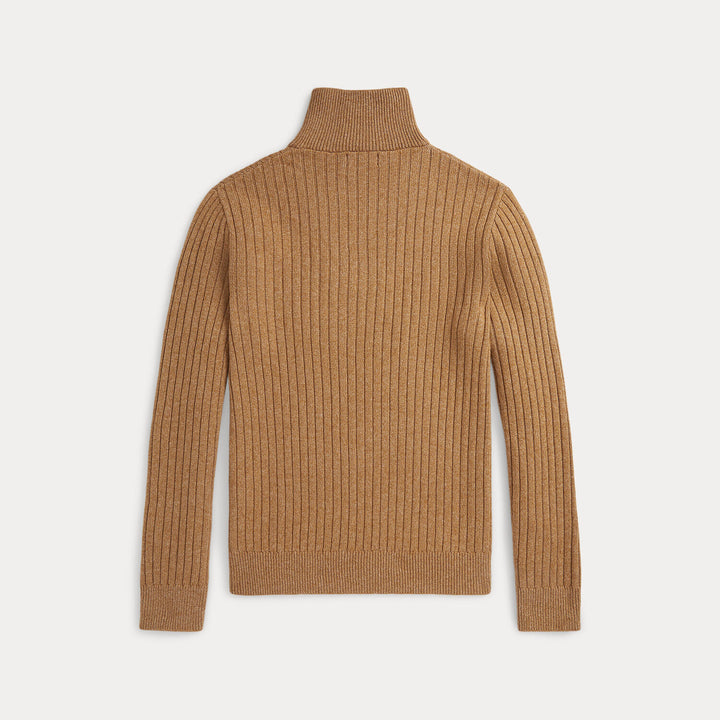 POLO Ralph Lauren Rib‑Knit Wool‑Cotton Quarter‑Zip-55% wol, 45% katoen-HEREN TRUIEN & VESTEN-Beige