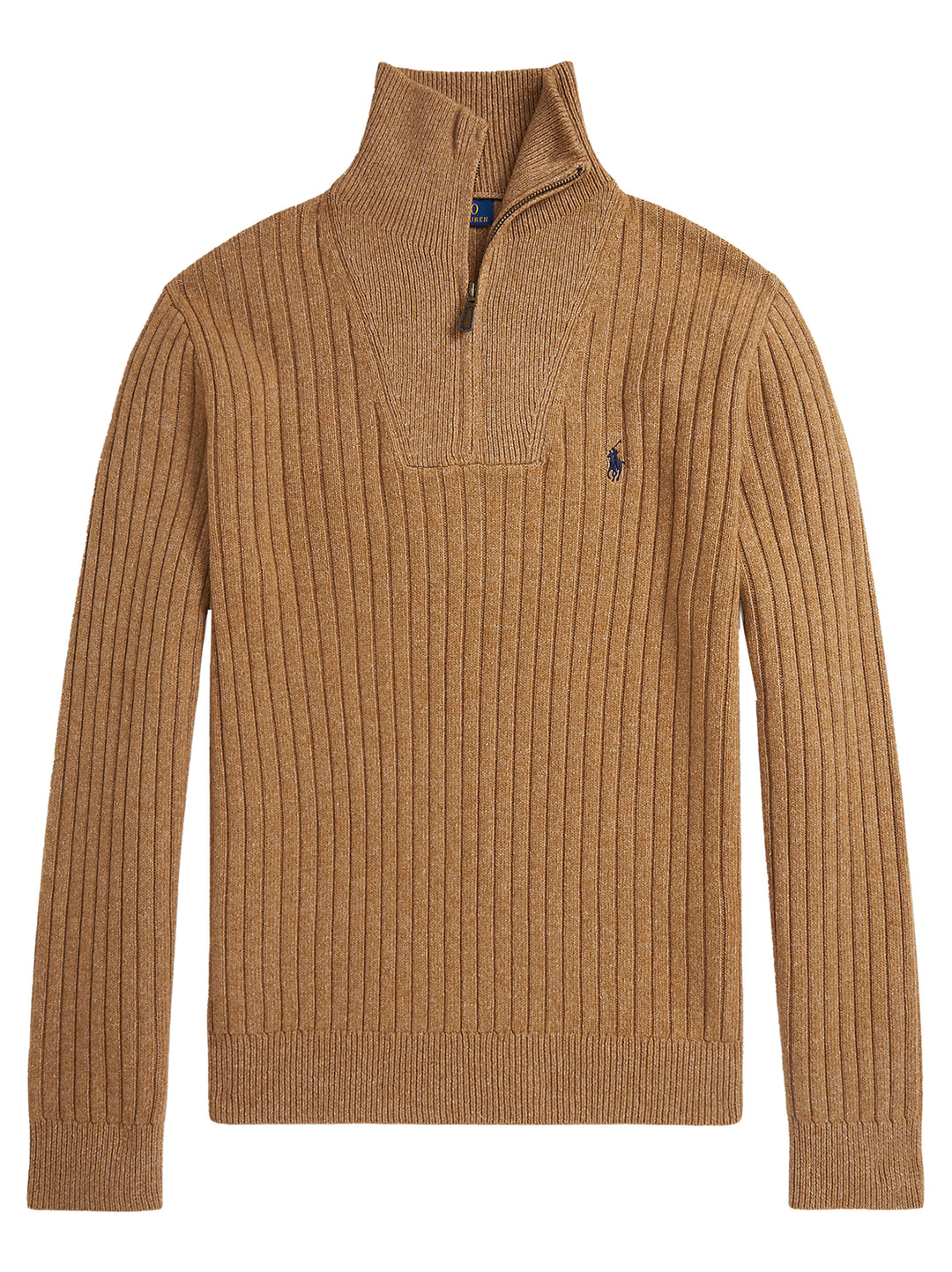 POLO Ralph Lauren Rib‑Knit Wool‑Cotton Quarter‑Zip-55% wol, 45% katoen-HEREN TRUIEN & VESTEN-Beige