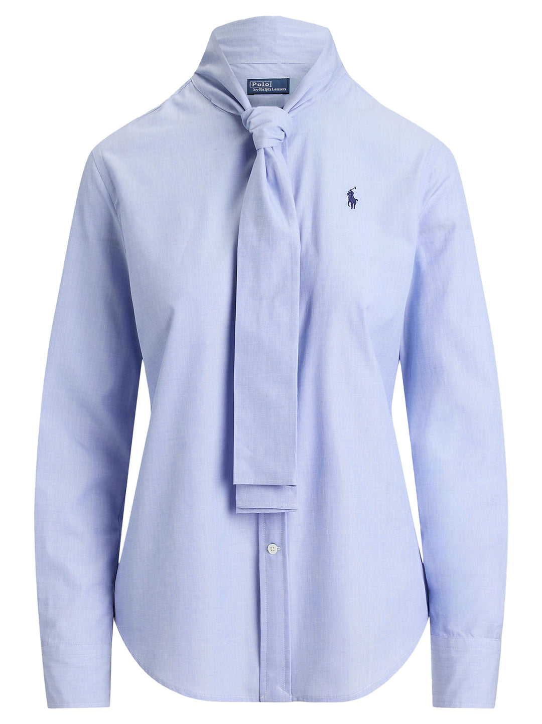 Polo Ralph Lauren Slim Fit Katoenen Blouse Strik-100% katoen-DAMES TOPS & BLOUSES-Blauw