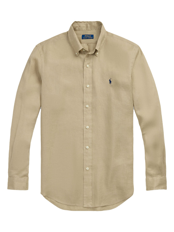 POLO Ralph Lauren slim fit linnen overhemd-100% linnen-HEREN SHIRTS-Beige