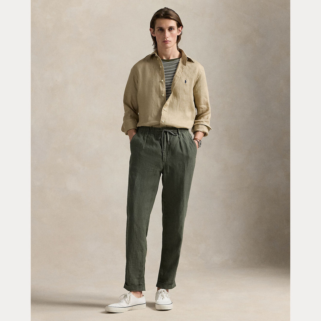 POLO Ralph Lauren slim fit linnen overhemd-100% linnen-HEREN SHIRTS-Beige