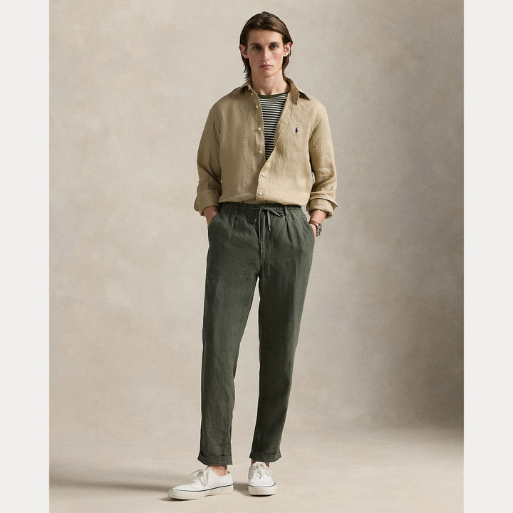 POLO Ralph Lauren slim fit linnen overhemd-100% linnen-HEREN SHIRTS-Beige