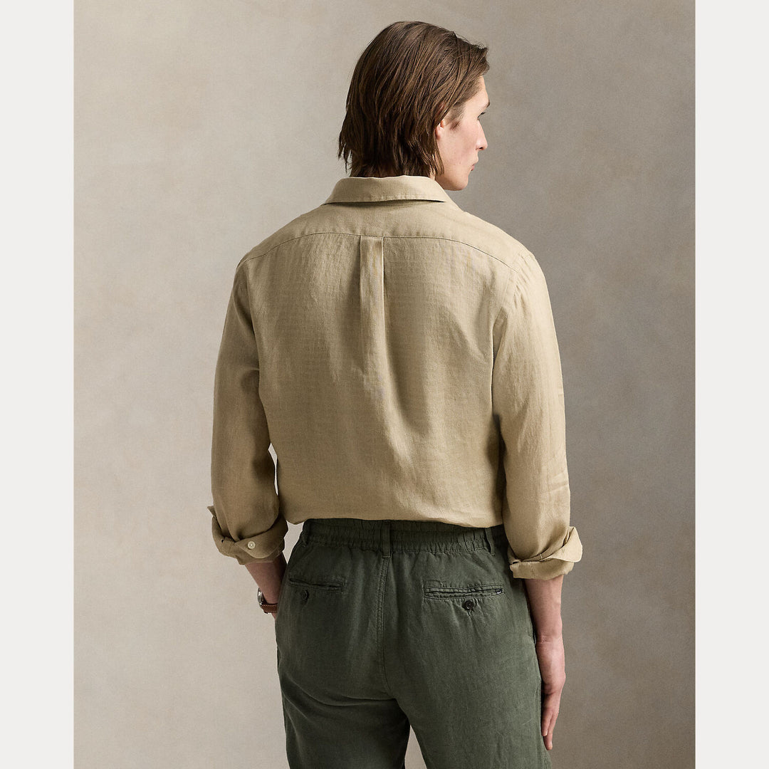 POLO Ralph Lauren slim fit linnen overhemd-100% linnen-HEREN SHIRTS-Beige