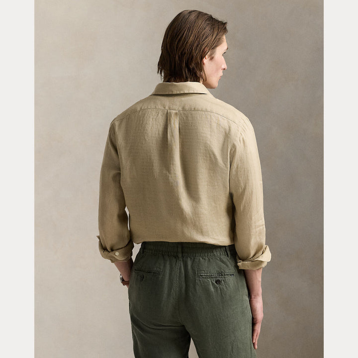 POLO Ralph Lauren slim fit linnen overhemd-100% linnen-HEREN SHIRTS-Beige