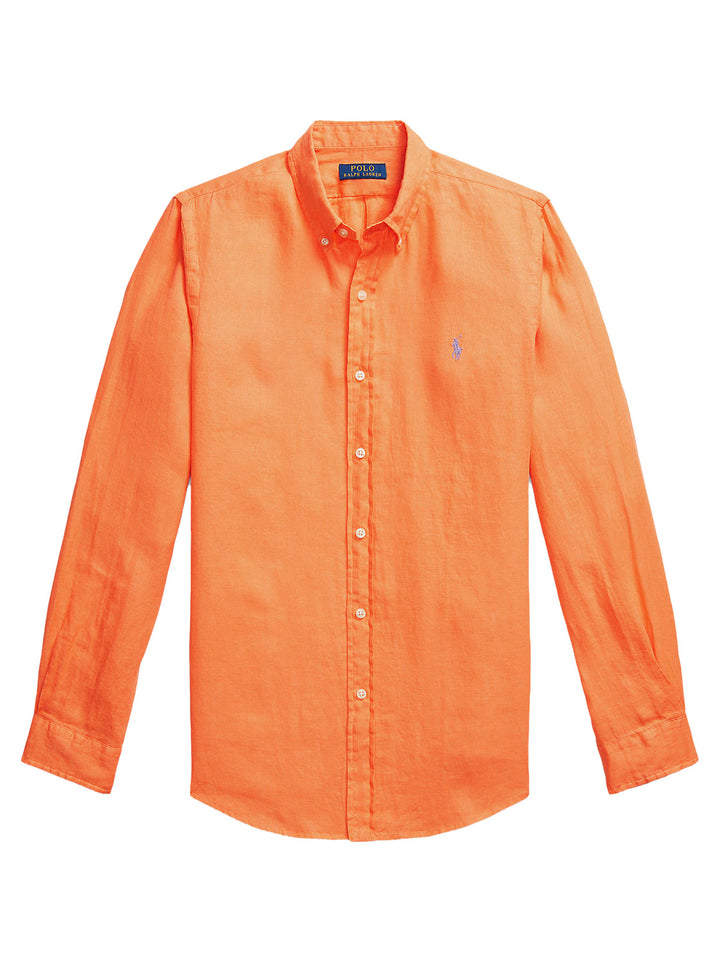 POLO Ralph Lauren Slim Fit Linnen Overhemd-100% Linnen-HEREN SHIRTS-Oranje