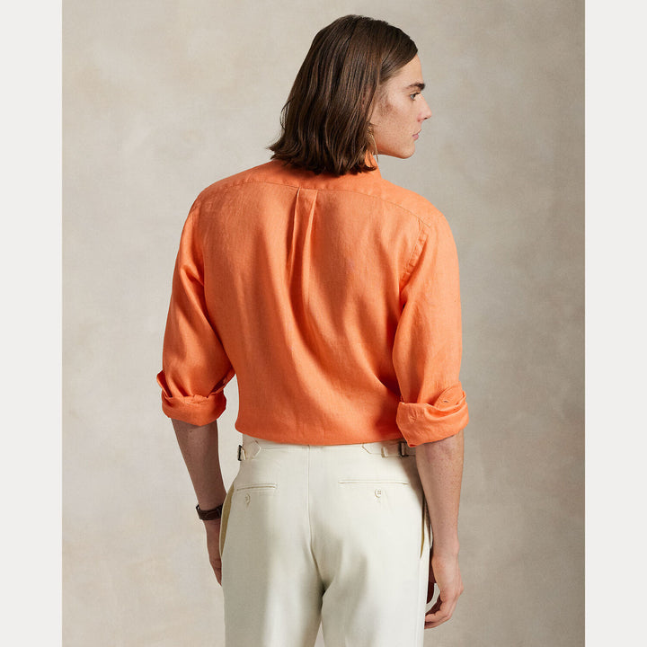 POLO Ralph Lauren Slim Fit Linnen Overhemd-100% Linnen-HEREN SHIRTS-Oranje