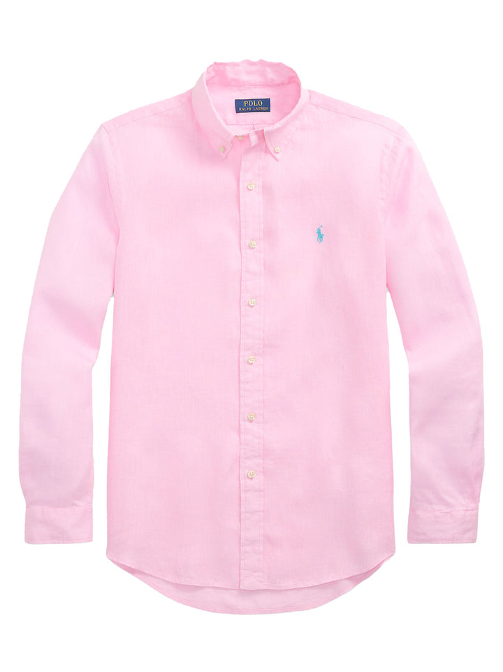 POLO Ralph Lauren Slim Fit Linnen Overhemd-100% Linnen-HEREN SHIRTS-Roze