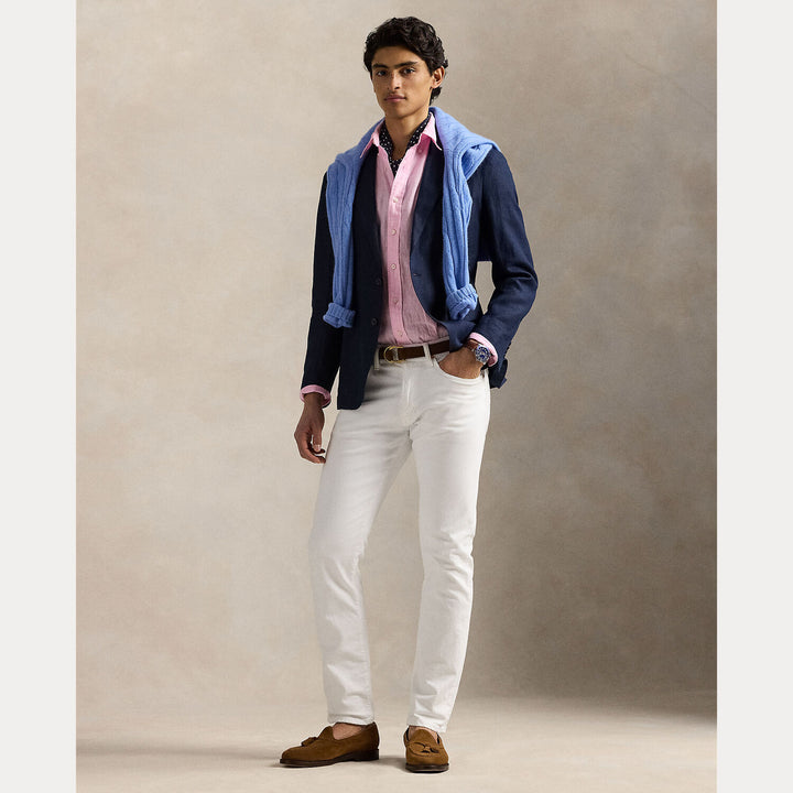 POLO Ralph Lauren Slim Fit Linnen Overhemd-100% Linnen-HEREN SHIRTS-Roze