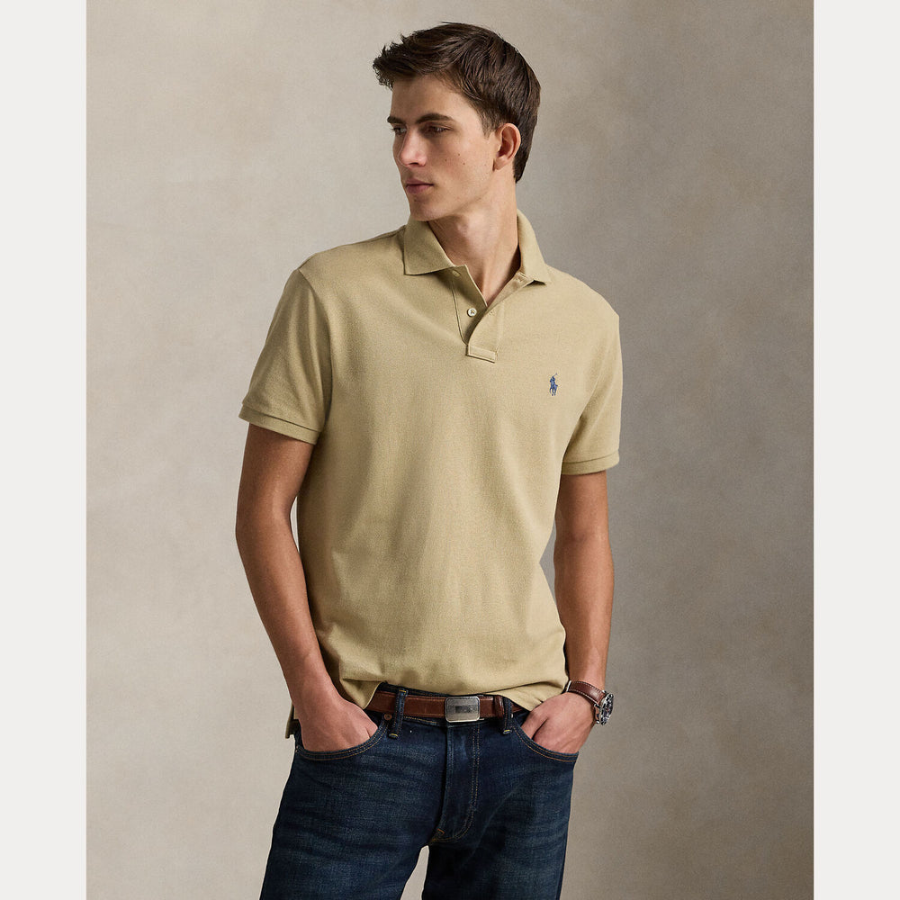 POLO Ralph Lauren Slim Fit Mesh Polo – Beige-100% katoen-HEREN POLO'S & T-SHIRTS-Beige