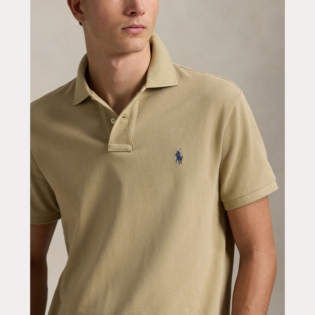 POLO Ralph Lauren Slim Fit Mesh Polo – Beige-100% katoen-HEREN POLO'S & T-SHIRTS-Beige