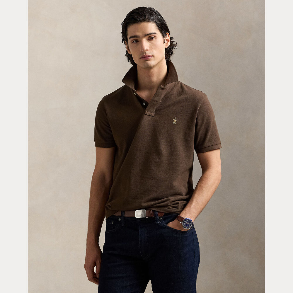 POLO Ralph Lauren Slim Fit Mesh Polo – Bruin-100% katoen-HEREN POLO'S & T-SHIRTS-Bruin