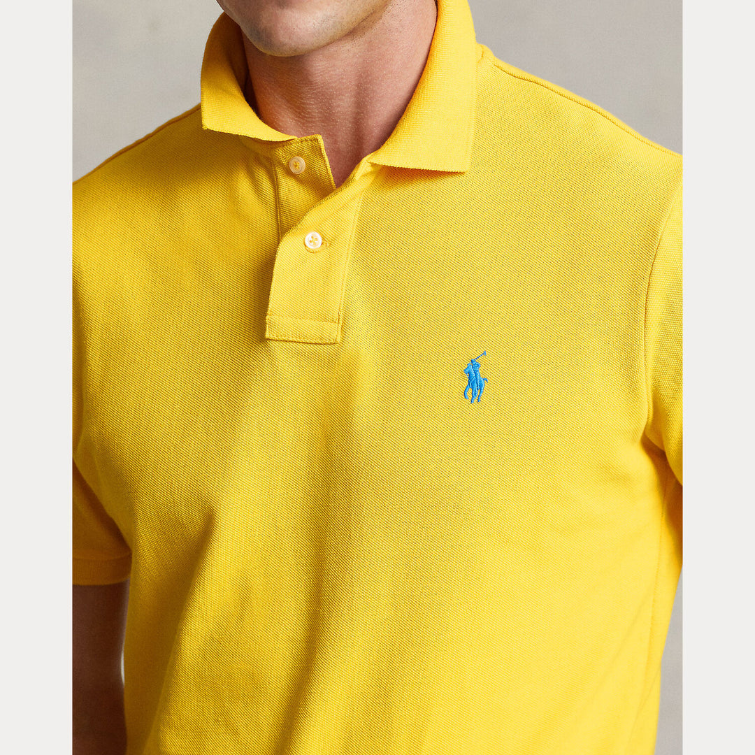 POLO Ralph Lauren Slim Fit Mesh Polo – Geel-100% katoen -HEREN POLO'S & T-SHIRTS-Geel
