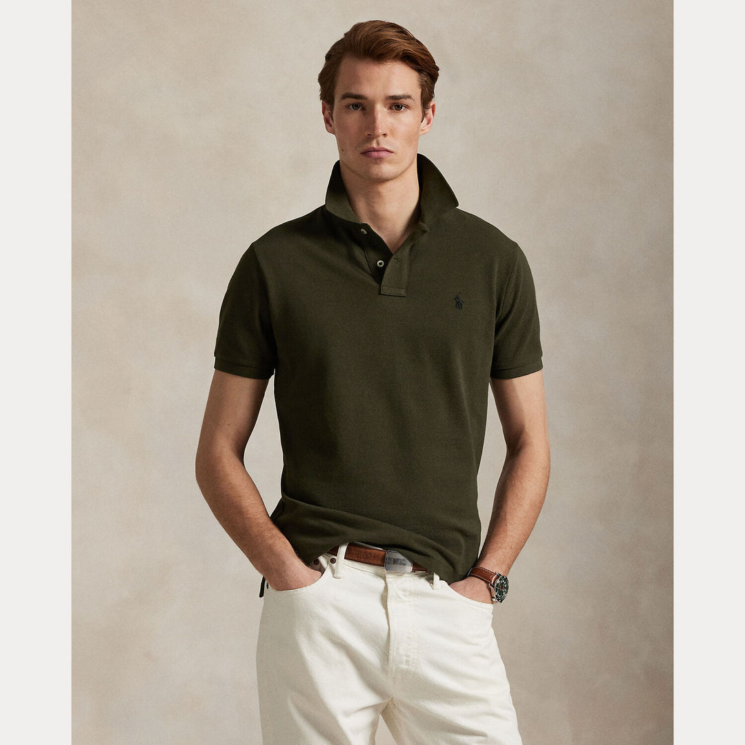POLO Ralph Lauren Slim Fit Mesh Polo – Groen-100% katoen-HEREN POLO'S & T-SHIRTS-Groen