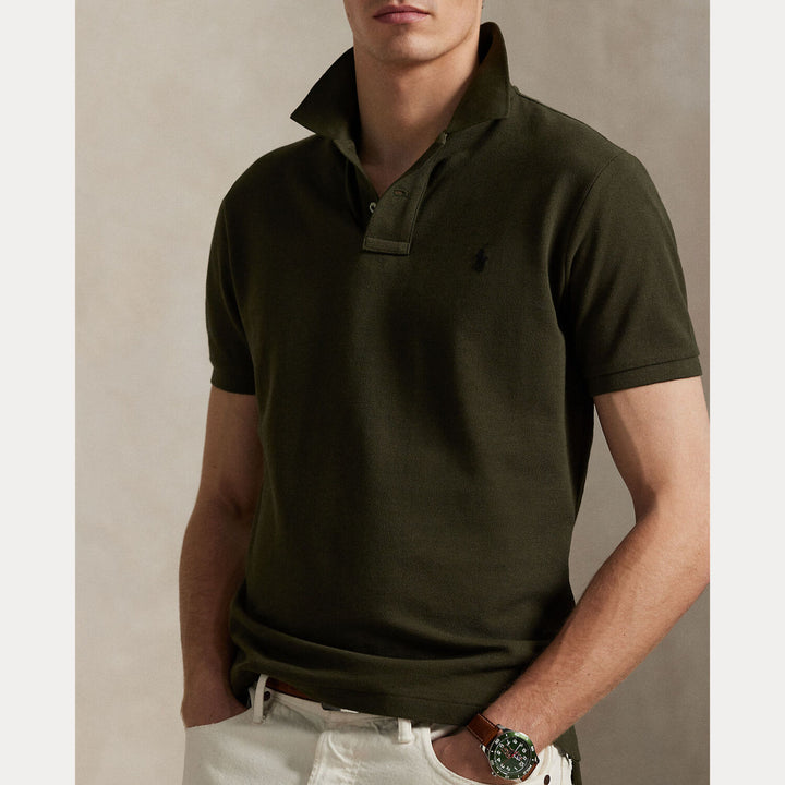 POLO Ralph Lauren Slim Fit Mesh Polo – Groen-100% katoen-HEREN POLO'S & T-SHIRTS-Groen