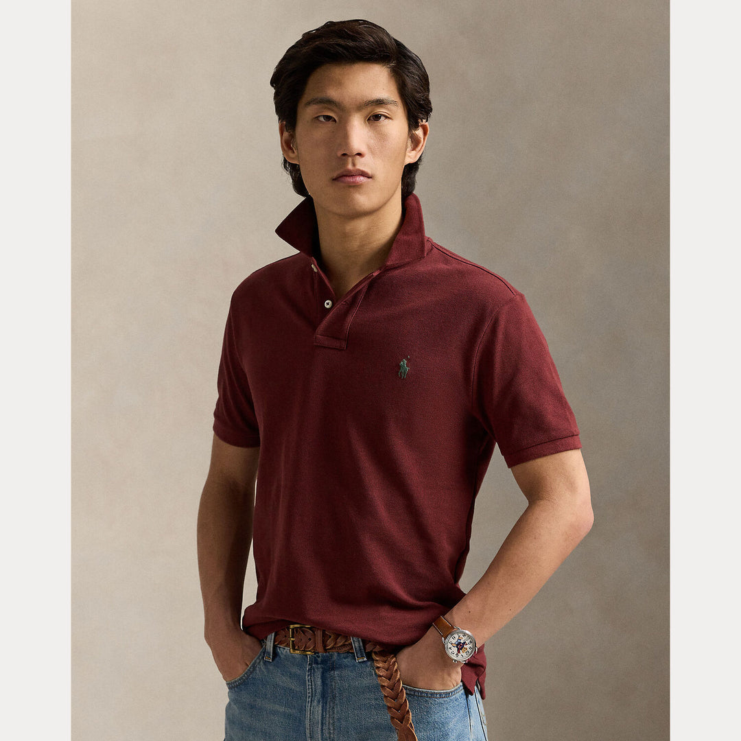 POLO Ralph Lauren Slim Fit Mesh Polo – Rood-100% katoen-HEREN POLO'S & T-SHIRTS-Rood