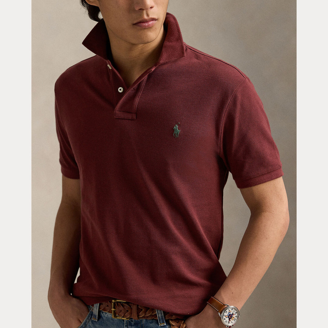 POLO Ralph Lauren Slim Fit Mesh Polo – Rood-100% katoen-HEREN POLO'S & T-SHIRTS-Rood